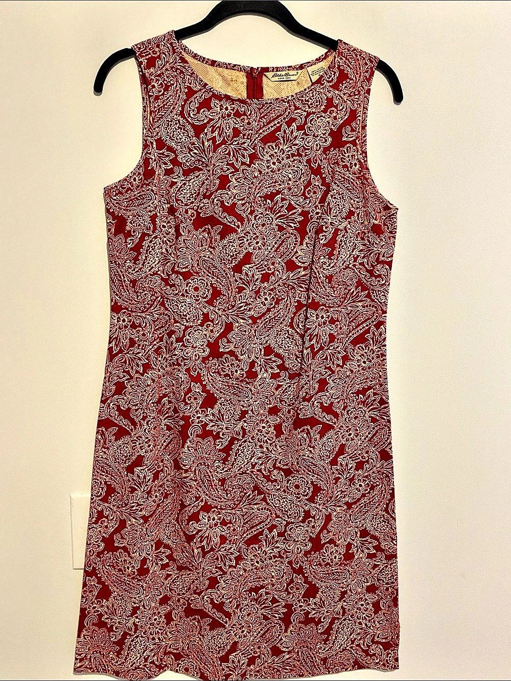 Eddie Bauer Paisley Mini Dress in Red & Cream Size Medium Like New